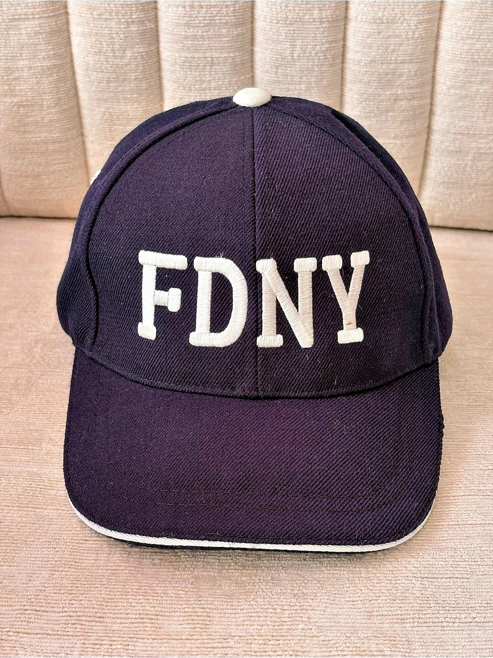Vintage FDNY New York Fire Dept Hat Cap Wool Blend Made in Korea Strapback Navy